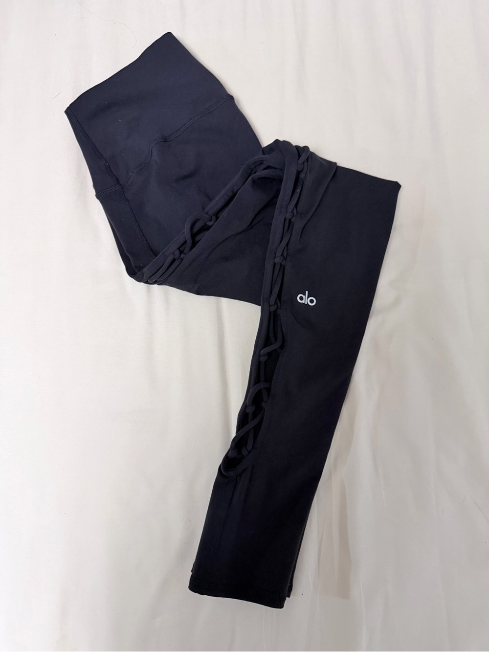 ALO Yoga Kids Black Lace-Up Side Leggings